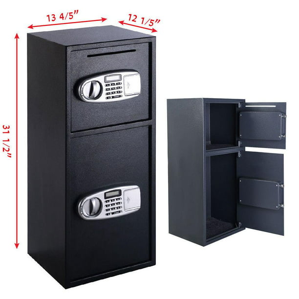 Double Door Digital Safe Depository Drop Box Safes Cash Office Security Lock 